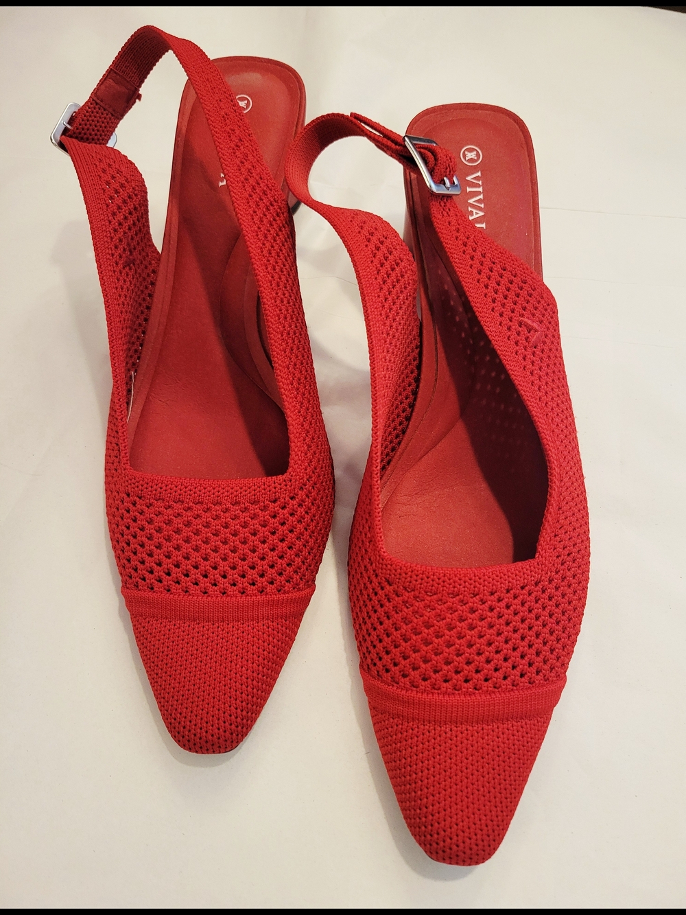 Vivaia Red Knit Slingback Flats